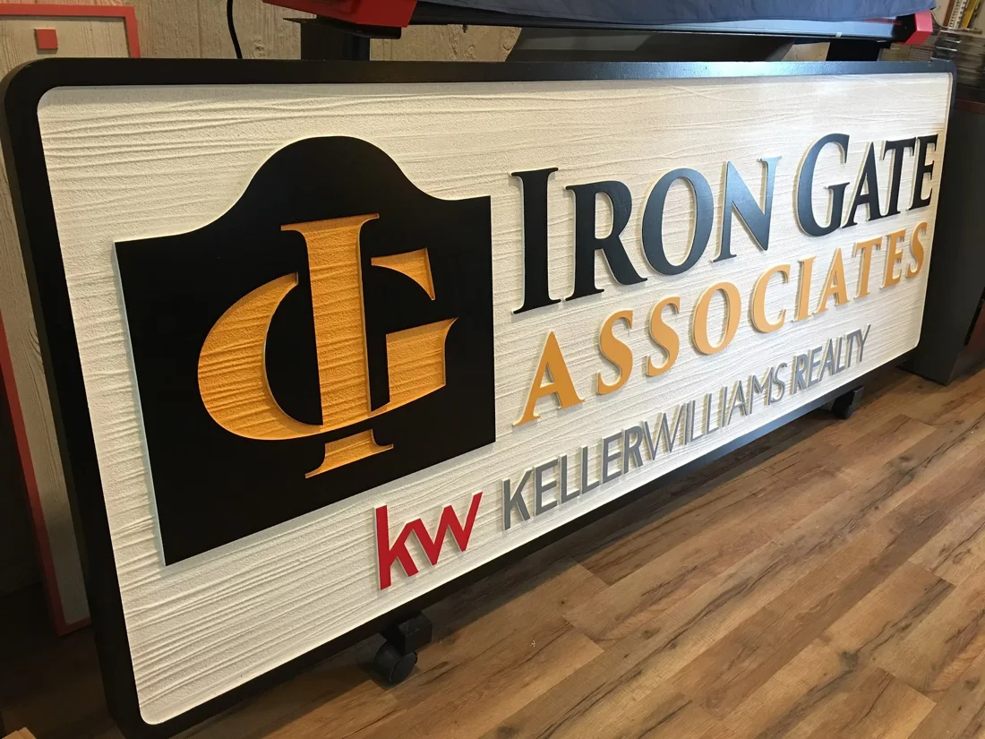 Project 22: Iron Gate Associates — layered dimensional real estate office sign.