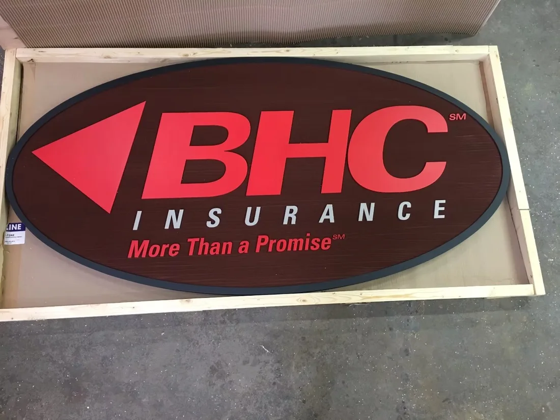 Project 58: BHC Insurance — oval dimensional business sign.