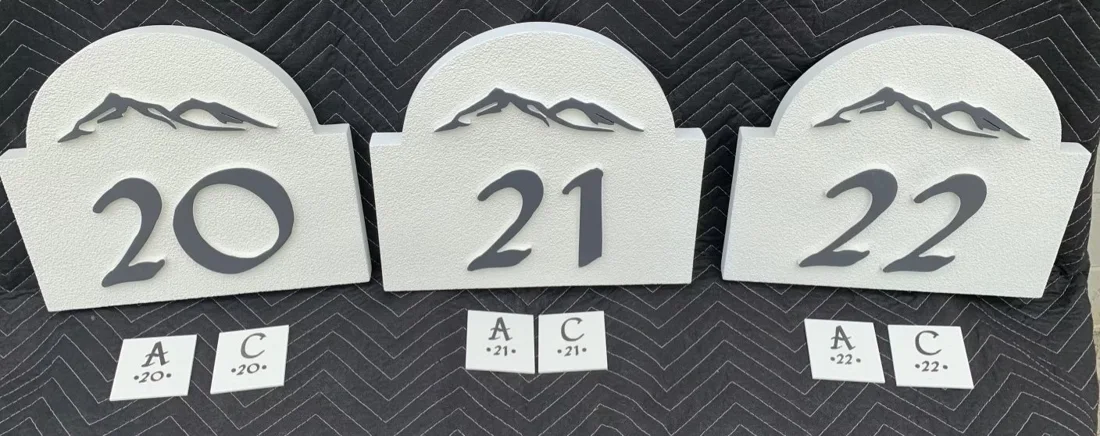 Project 37: Custom property address markers — coordinated routed number set.