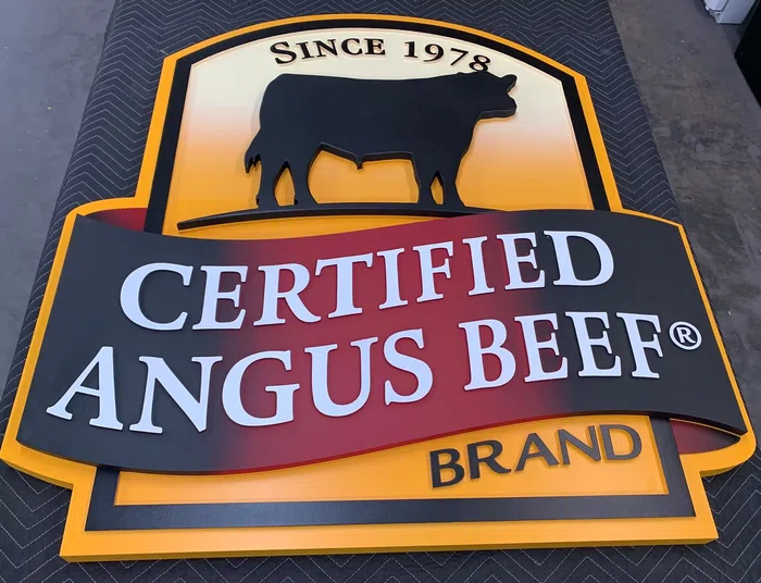 Layered Certified Angus Beef dimensional logo sign