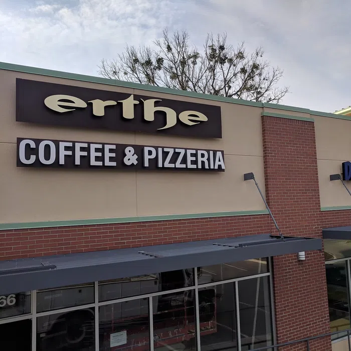 Coffee and pizzeria dimensional building sign
