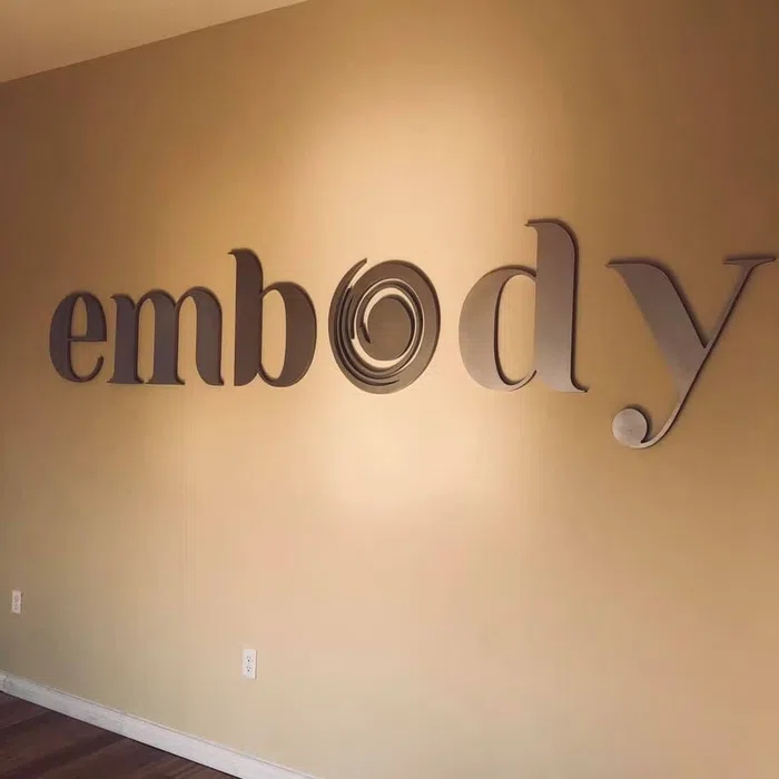 Embody dimensional wall letters installed indoors