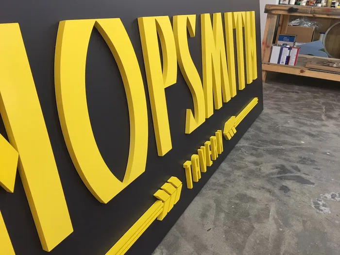 Gold Hopsmith Tavern dimensional letters in production