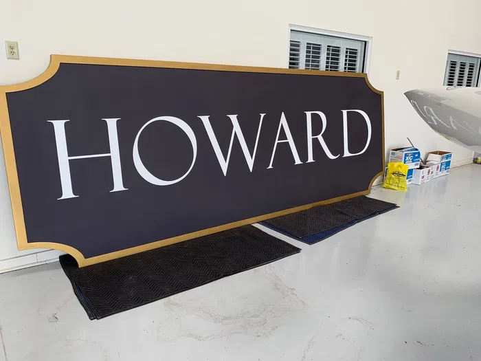 Black and gold Howard dimensional monument sign face