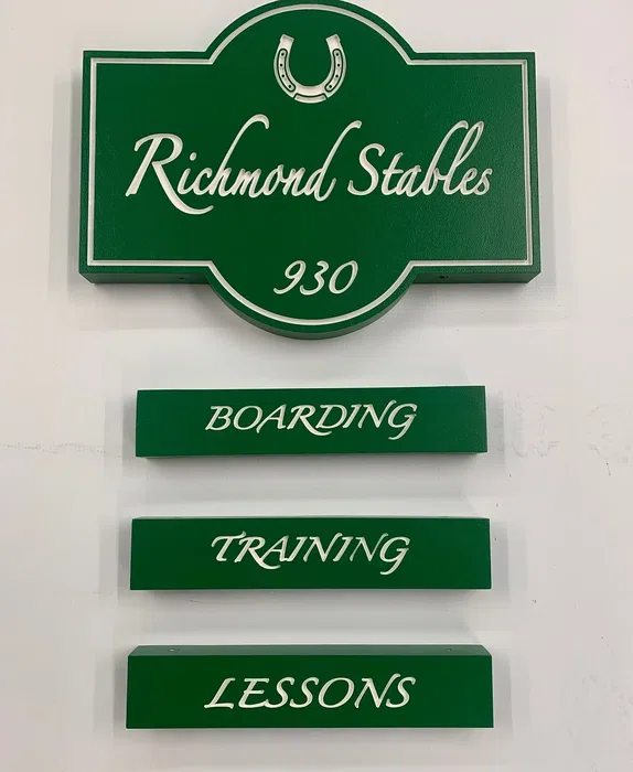 Green Richmond Stables wayfinding sign set