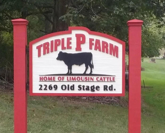 Triple P Farm roadside post sign