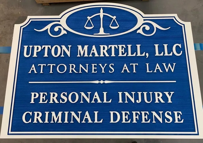 Blue Upton Martell attorneys at law office sign