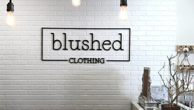 Blushed Clothing interior wall lettering sign