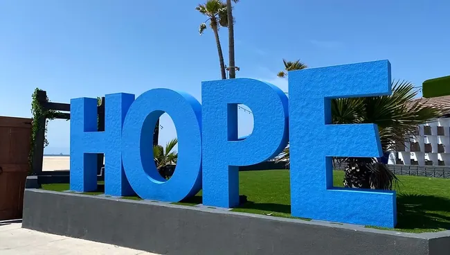 HOPE large blue outdoor dimensional letter installation